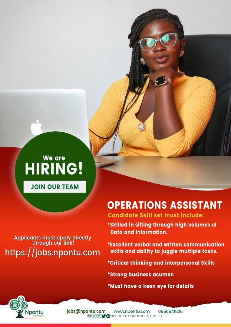 1ghanajobs's tweet photo. Vacancy: Operations Assistant https://t.co/GKnfV8Peod
