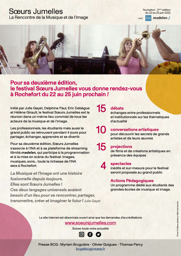 _soeursjumelles's tweet photo. #soeursjumelles 👯‍♀️ revient ! 

⌚️Rendez-vous du 22 au 25 juin 2022 pour la seconde édition du #festival à #Rochefort. 

@BCGPRESSE @IamJulieGayet @EricDebegue @paolabraudmalo @AnaisVerlet @RochefortOcean #SJ2022 https://t.co/BCB1iSd0Uo