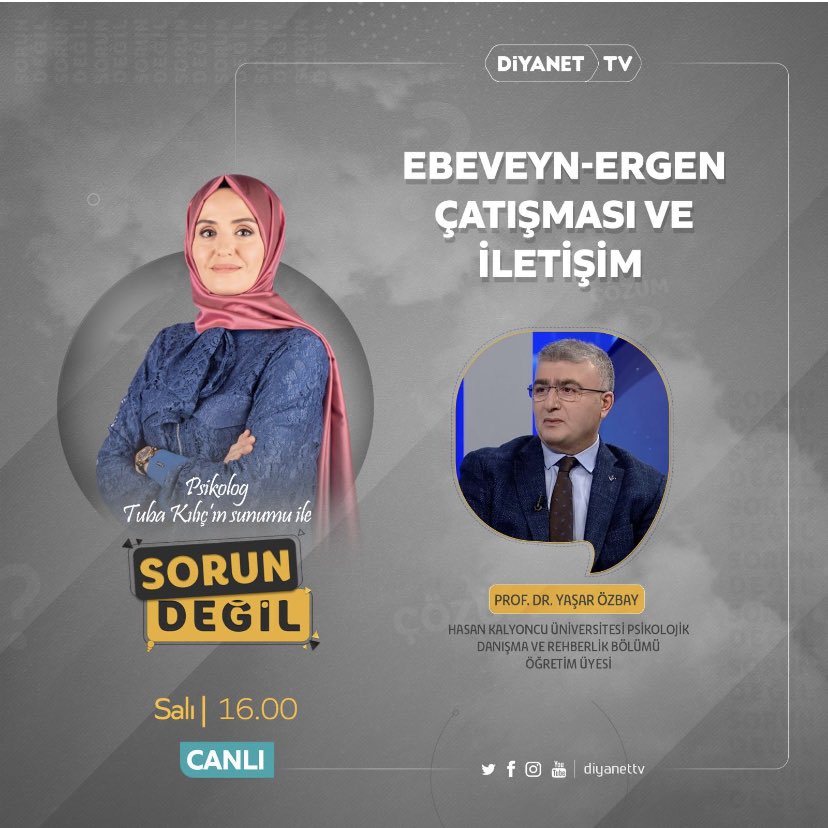 Prof. Dr. Yaşar Özbay hocamızın konuşması.
“Ebeveyn-Ergen Çatışması ve İletişim”, Sorular-Cevaplar.
Diyanet TV
22 Mart 2022 Salı, 16.00
👏💐