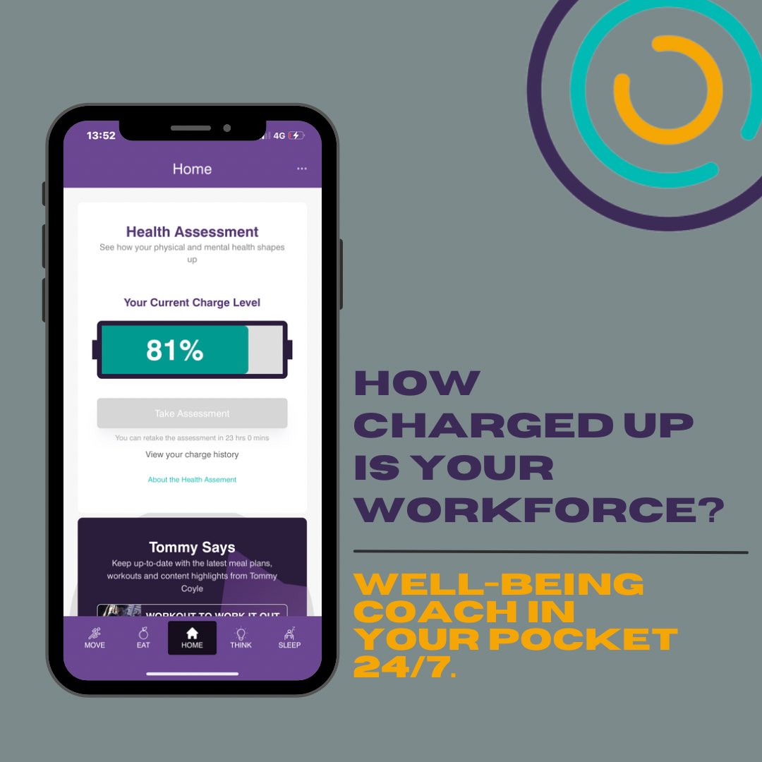 How charged are you?

How charged is your Workforce ?

Did you know the well-being decisions your team make can effect the productivity and performance of your company. 

Plug into the Coyle Health App now and get CHARGED.