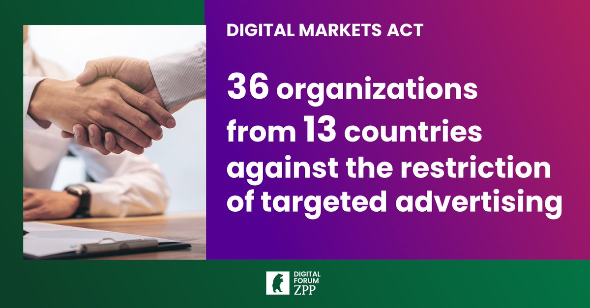 1/5 As DMA negotiations are nearing the end, 36 organizations from 13 Member States express their concern about the restriction of targeted advertising.

Read the full statement here:
tinyurl.com/3wckyn5t