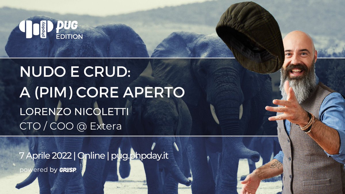grusp's tweet photo. Lorenzo Nicoletti presenterà il talk "Nudo e CRUD: a (PIM) core aperto" durante il #phpdayPUGedition
📅 7 Aprile 2022 - Online
Registrati gratuitamente 🎫 https://t.co/rlQ4tijIiO
@phpday #php #phpday #free #phpdayPUGed https://t.co/wZC3wKD9TI