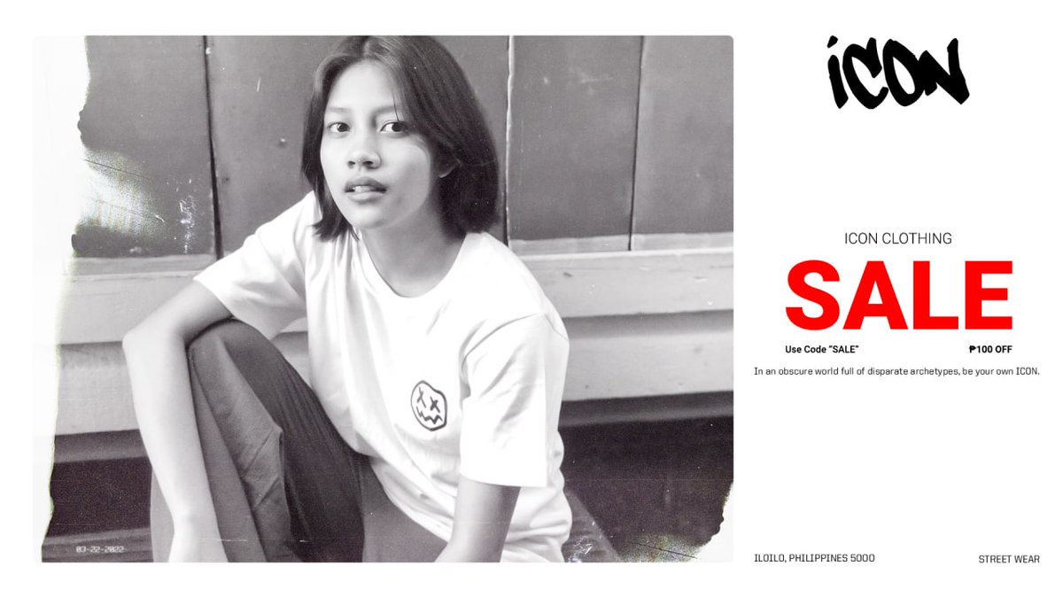 beaniconph's tweet photo. 📣 ICON SALE!! 

P100 off for every ICON TEE in available colors (Black &amp; White) Until supplies last. 

Use the code “SALE” via our order forms. Link in bio. 

2nd drop in progress. Stay tuned for more updates! 🔥

#ICON #iconclothing #iconclothingph https://t.co/tnNej41qqa