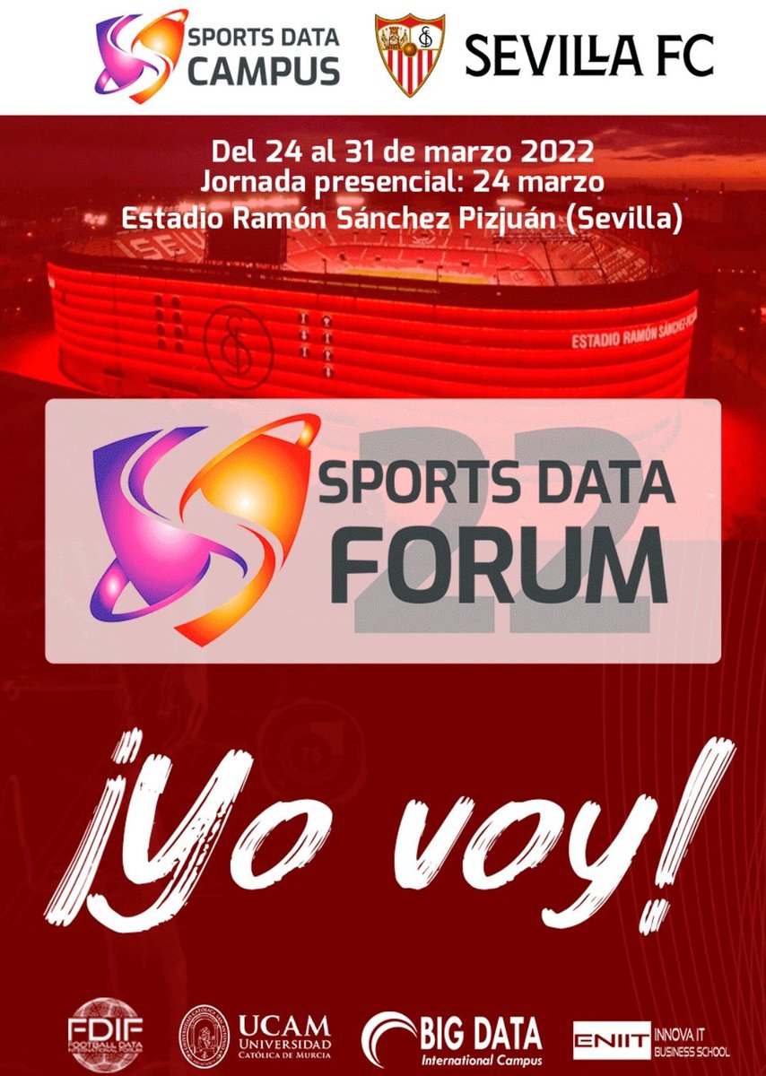 AlbertoFEspejo's tweet photo. Esta semana, se celebra uno de los eventos del año en el ⚽️ como es el #SportsDataForum
Este #forum lo organizan @SportsDataCamp y @SevillaFC en el Estadio Ramón Sánchez-Pizjuán.
Jornadas para disfrutar de ⚽️ y 📊 https://t.co/8UjkaEyPkj