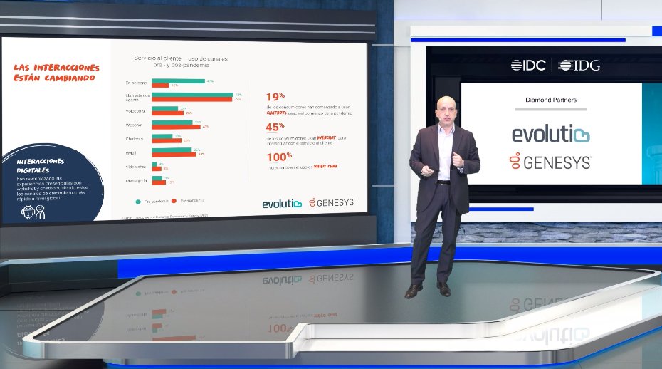 ComputerworldES's tweet photo. Manuel Beltrán:“Las interacciones digitales han reemplazado las experiencias presenciales, actualmente los #webchat y los #chatbots, son los canales de crecimiento más rápido a nivel global”. @IDCSpain #Evolutio #GovernmentIDC_IDG #AAPP https://t.co/Jriau9sUiA