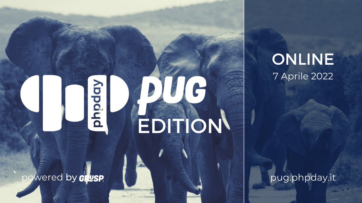 grusp's tweet photo. Manca solo una settimana al #phpdayPUGedition
Hai già preso il biglietto?
Ti aspettiamo il 📅 7 Aprile 2022 - Online
Registrati gratuitamente 🎫 https://t.co/rlQ4tijIiO
@phpday #php #phpday #free #phpdayPUGed https://t.co/V6ffcX3j1K