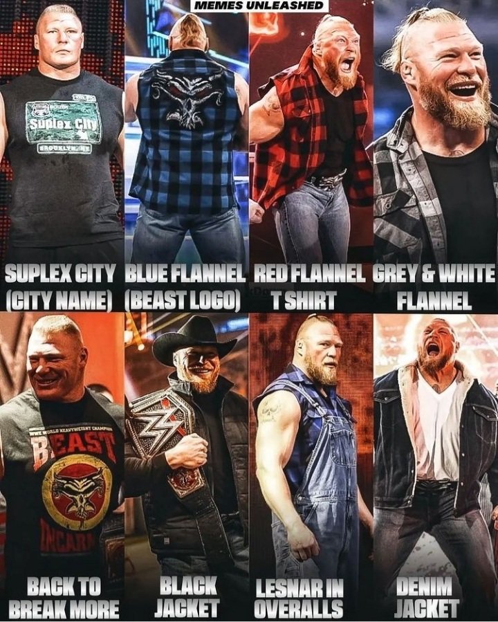 Warepamorsammy's tweet photo. All The outfits look good on Brock Lesnar But Which One Do You Like? And Which Brock Lesnar outift Do You Find Hot? 🔥🔥🔥🔥🔥🔥🔥🔥🔥🔥🔥🔥🔥🔥🔥🔥🔥🔥🔥
#BrockWeek #BrockLesnar https://t.co/FW6ezEfZDM