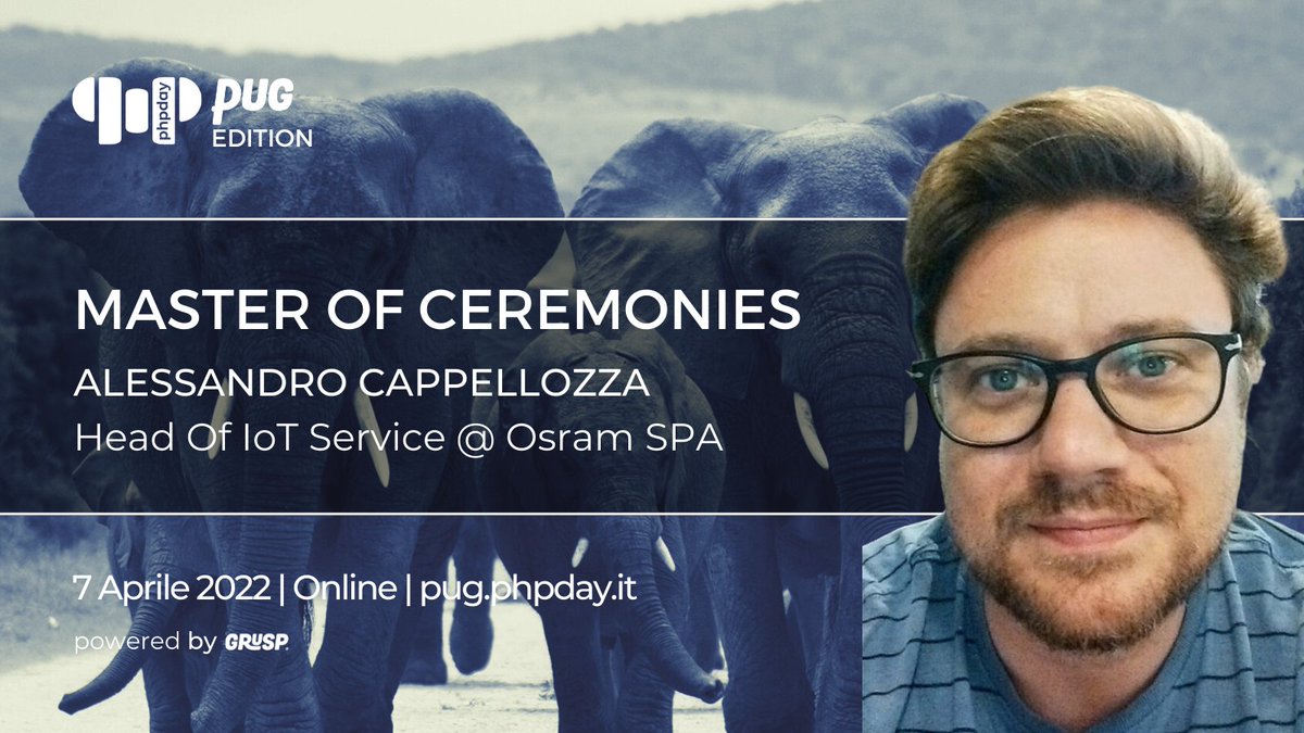 grusp's tweet photo. Diamo il benvenuto ai nostri MC Riberto Gallea @robgallea e Alessandro Cappellozza @acappellozza che vi aspettano domani per il #phpdayPUGedition 😍
📅 7 Aprile 2022 - Online
Registrati gratuitamente 🎫 https://t.co/rlQ4tijIiO
@phpday #php #phpday #free #phpdayPUGed https://t.co/hzuM95D4w9