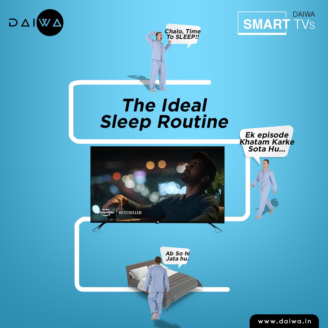 DaiwaIndia's tweet photo. "Ideal" being the keyword. It's hard to catch sleep when you're hooked onto a series. You're lucky if you finish the season before your alarm rings.
Share the series you're losing sleep over and why in the comments below!
#Daiwa #DaiwaTV #webOS #ThinQ #ThinQAI #DaiwaSmartTV https://t.co/f7pBglrOaO