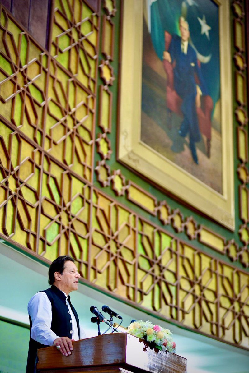 Prime Minister <a href="/ImranKhanPTI/">Imran Khan</a> while addressing OIC session. #PMIKatOIC