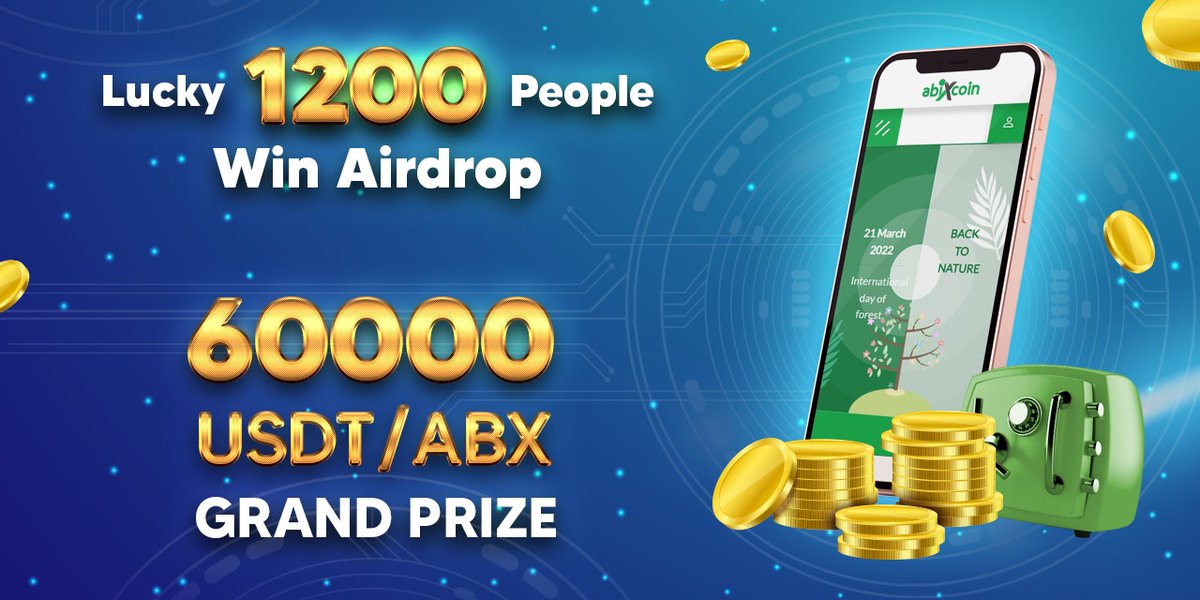 Lucky 1200 People Win Airdrop
60000 USDT/ABX Grand Prize

- Follow on Twitter
- Retweet the post on Twitter.
- Like the post on Twitter
- Tag 3 people on Twitter
- Follow Telegram channel
- Add 3 people to abixcoin.io page with reference link