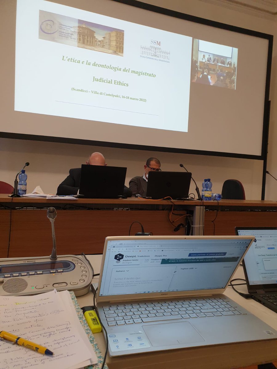 interpreticonf's tweet photo. Interpreti di Conferenza traduce al Convegno "Judicial Ethics" della Scuola Superiore della Magistratura, 16-18 marzo presso la sede della Scuola Superiore a Scandicci (Firenze) https://t.co/h6EMBZngK7