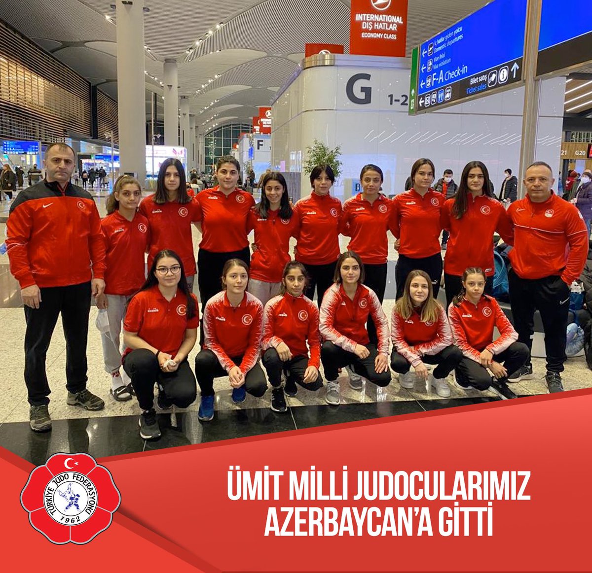 turkjudo's tweet photo. Ümit Milli Judocular Azerbaycan’a gitti🥋🇹🇷

Ümit kadın ve erkek milli takım judocularımız, Gence’de ortak çalışma kampının yanı sıra Azerbaycan Judo Kupası’na katılacak. https://t.co/s3JUrktRDH