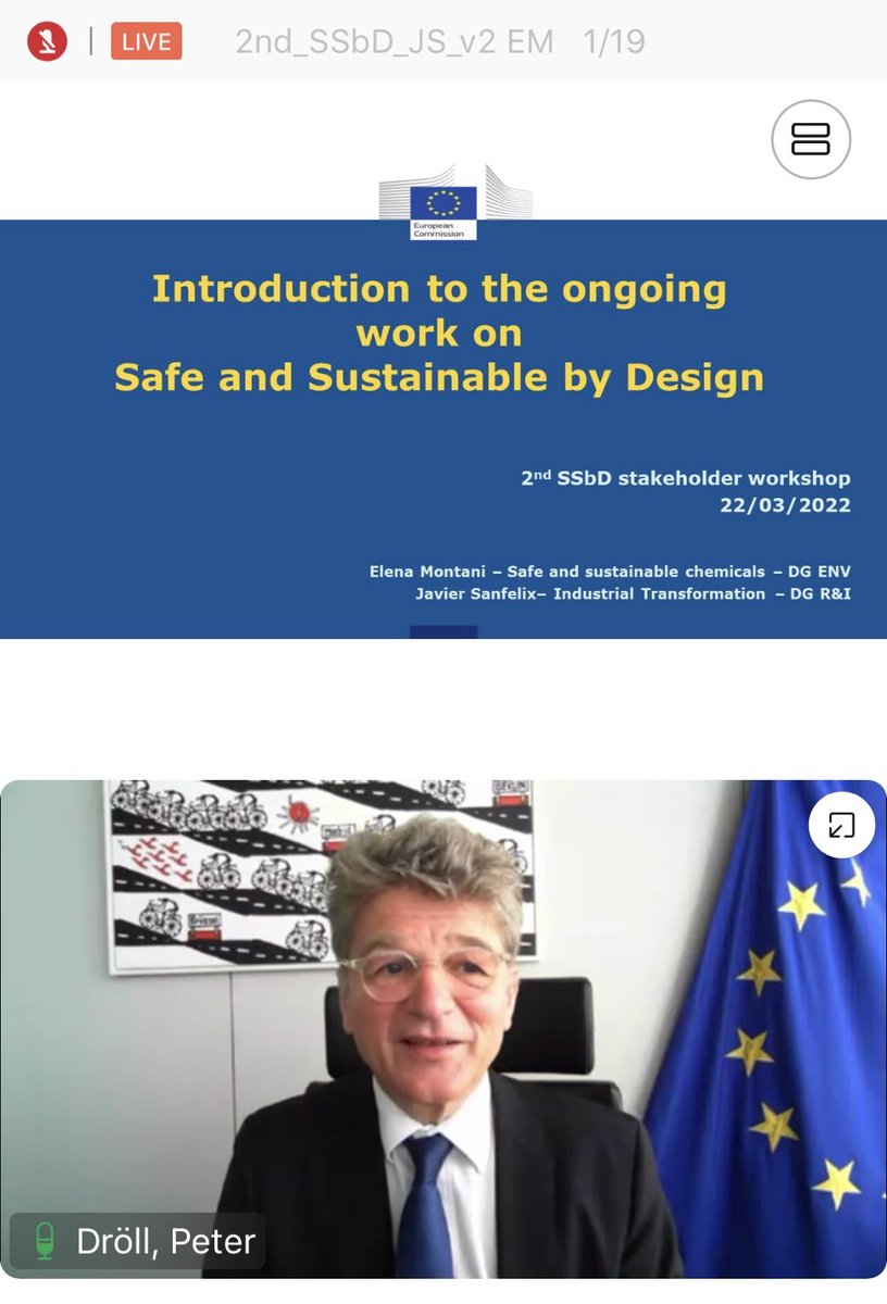 The 2⃣nd workshop on #SSbD Chemicals Stakeholder Workshop has started, with a welcome message from @JEPaquetEU <a href="/EUScienceInnov/">EU Science & Innovation 🇪🇺</a> <a href="/EU_Commission/">European Commission</a> 

The meeting is moderated by <a href="/DrollPeter/">Peter Dröll</a> 

If not registered you may follow the livestream : 
⤵️
youtube.com/watch?v=Vz1rGp…

<a href="/watermining/">WATER-MINING H2020</a>