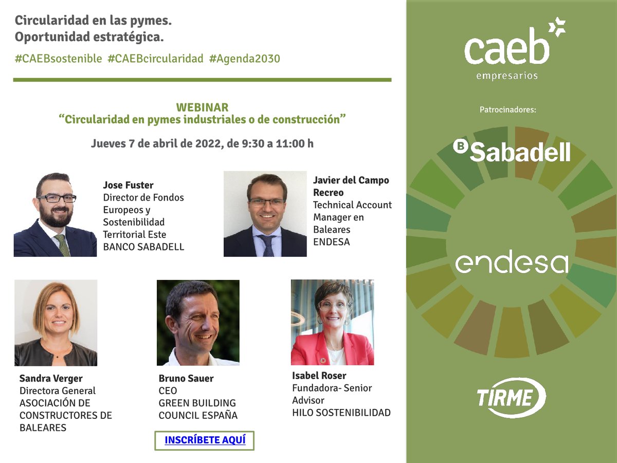CAEB's tweet photo. 🟢De la #economialineal a la #economiacircular.
✅Un reto de todos 🔛 No te pierdas el coloquio 
"Circularidad en #pymes de industria y #construcción"
🗓️7/04/22  🕛9.30 h 
➡️ https://t.co/feh01vgiDr
#CAEBsostenible #CAEBcircularidad https://t.co/IhhNiGOd42