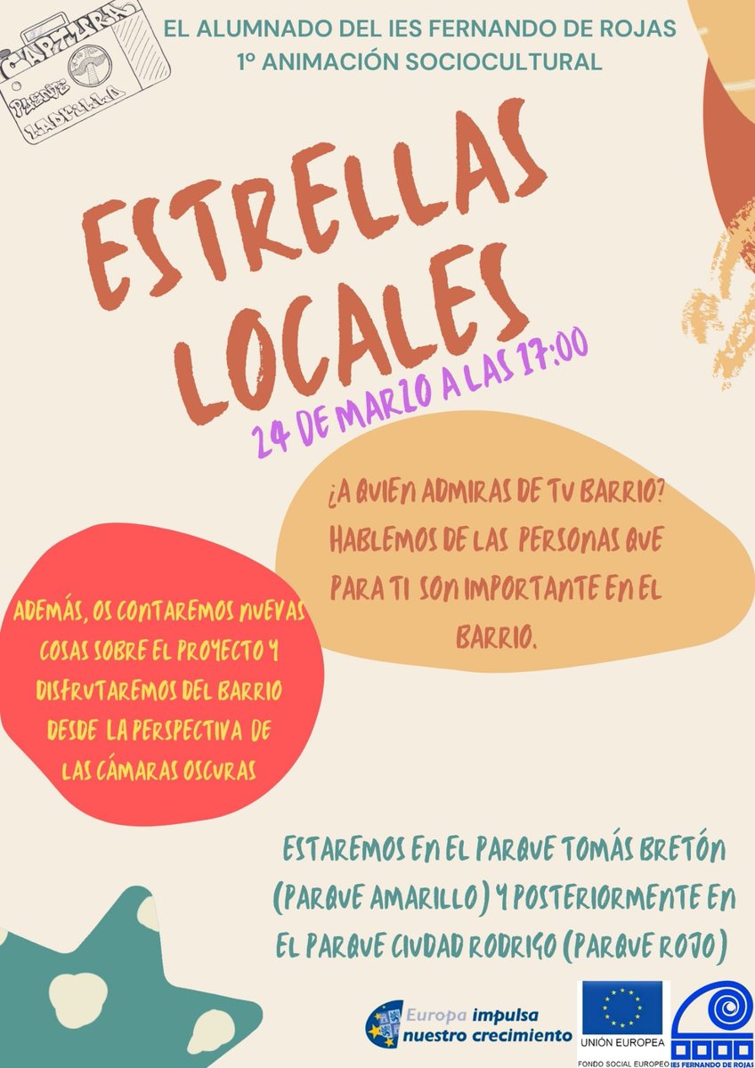 PorPuente's tweet photo. El 24 estaremos por el barrio!! Llevaremos las cámaras ocultas y hablaremos sobre las personas que admirais del barrio. #FSE_AulaEmpresaCyL #PuenteLadrillo #IESFernandodeRojas
#AnimacionSociocultural https://t.co/51N7IJGfA4