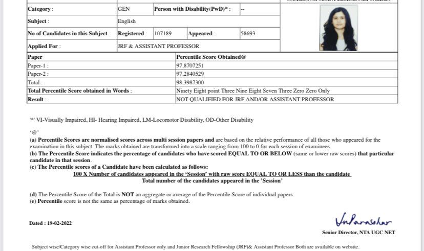 tarukshatriya's tweet photo. NTA firstly  merged sessions and conducted examination for selective subjects (mine English) in two shifts, then applied normalisation because it couldn't maintain the difficulty level of both. One in shift 1 cleared JRF with the same score as mine but I didn't.  #NET12JRF2 @ndtv https://t.co/qU4rIlh83H