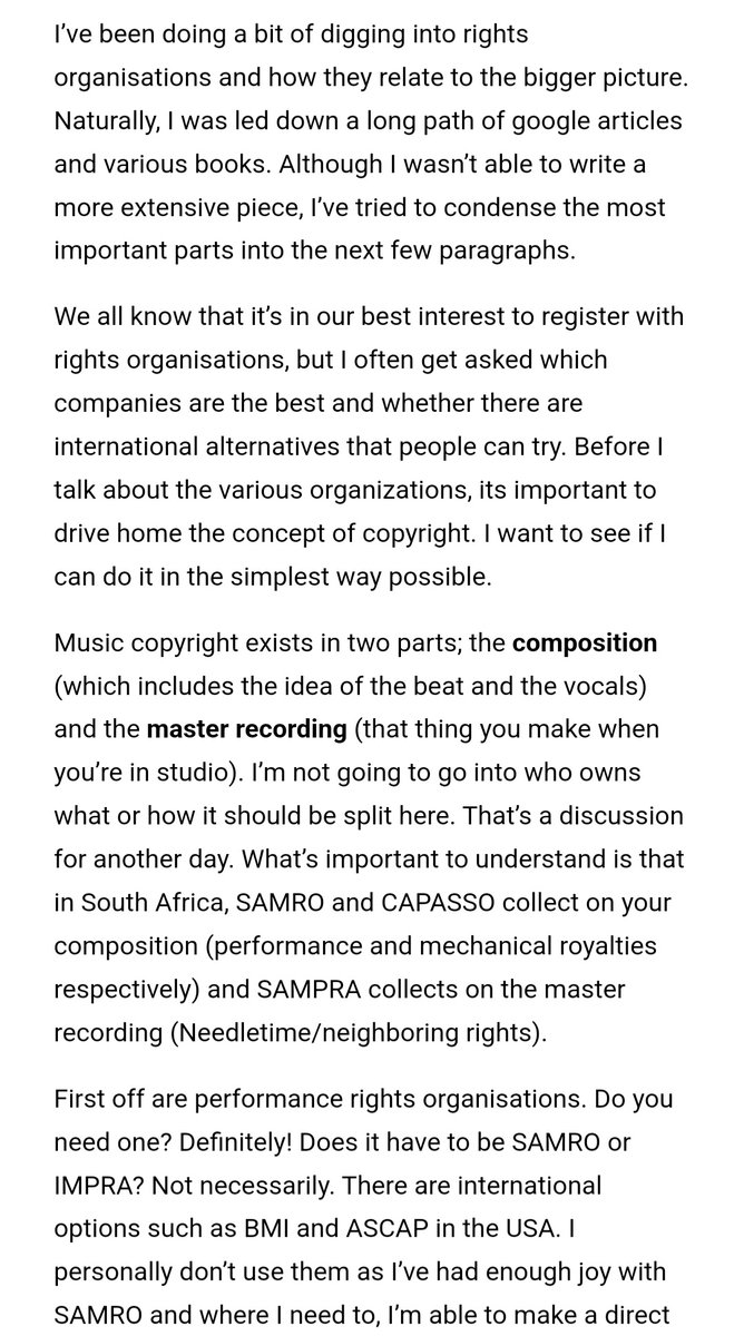 silasbeats's tweet photo. Helpful information on international alternatives to SAMRO, CAPASSO and SAMPRA. https://t.co/ozhTSDdRuM