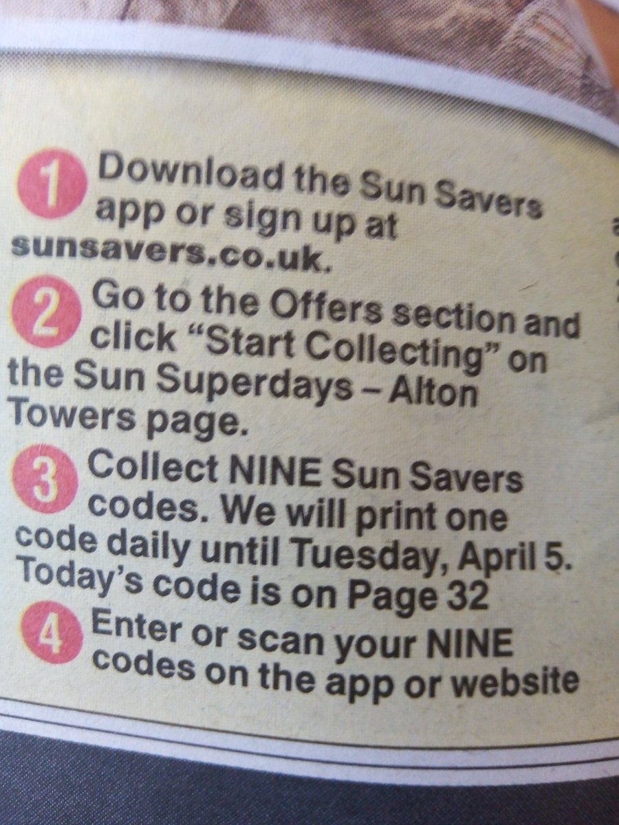 Spazmobiler's tweet photo. @thesunCS why are there no codes for Alton Towers in today's paper? Instructions say code is on p32 but it's the TV listings https://t.co/sr441wlbKI