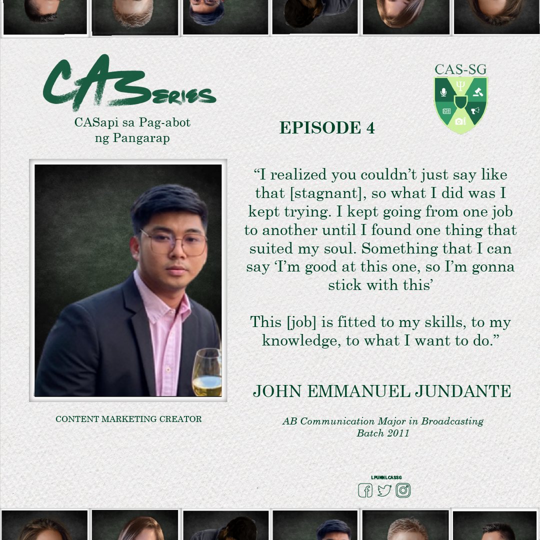 Catch the notable line of Mr. John Emmanuel Jundante from the last Episode of CASeries: CASapi sa Pag-abot ng Pangarap. 

You can still watch our Last Episode of CASeries: CASapi sa Pag-abot ng Pangarap at this link: fb.watch/bVisT1TLCS/