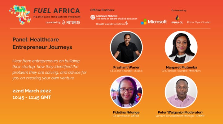 Tune in to this insightful discussion from 10.45 - 11.45 GMT, where our own <a href="/FidelinaN/">Fidelina Ndunge</a> will be sharing her Healthcare Entrepreneur Journey. The program is launched by @Futurize in partnership with <a href="/AstraZeneca/">AstraZeneca</a> through the A.Catalyst Network and <a href="/Microsoft/">Microsoft</a>  #fuelafrica22