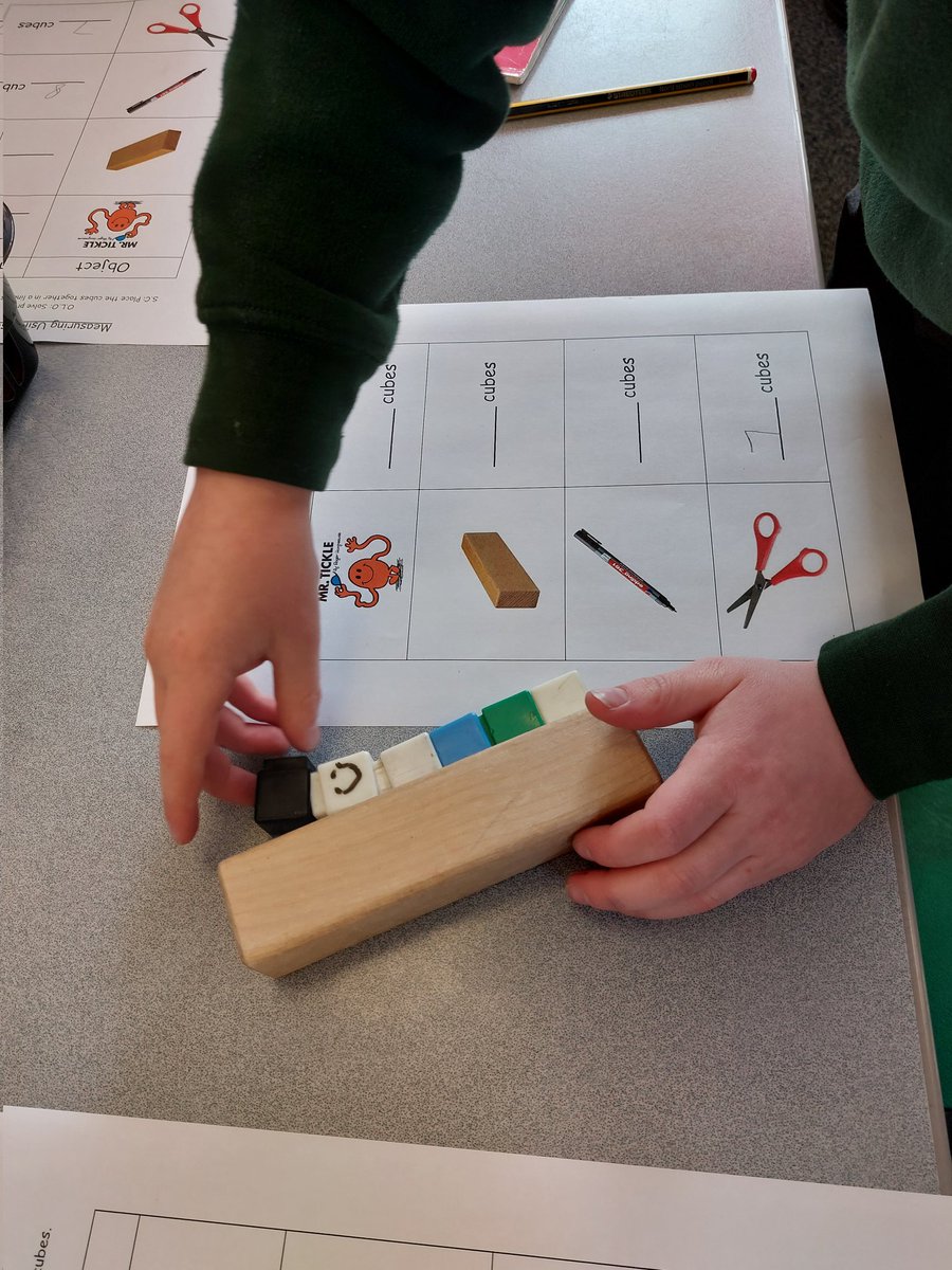 KPSFeed's tweet photo. #KPSYear1 are busy measuring objects using non-standard units this morning. #KPSMaths #Fun #HardWorking #KnowMore https://t.co/vKluxhM63D