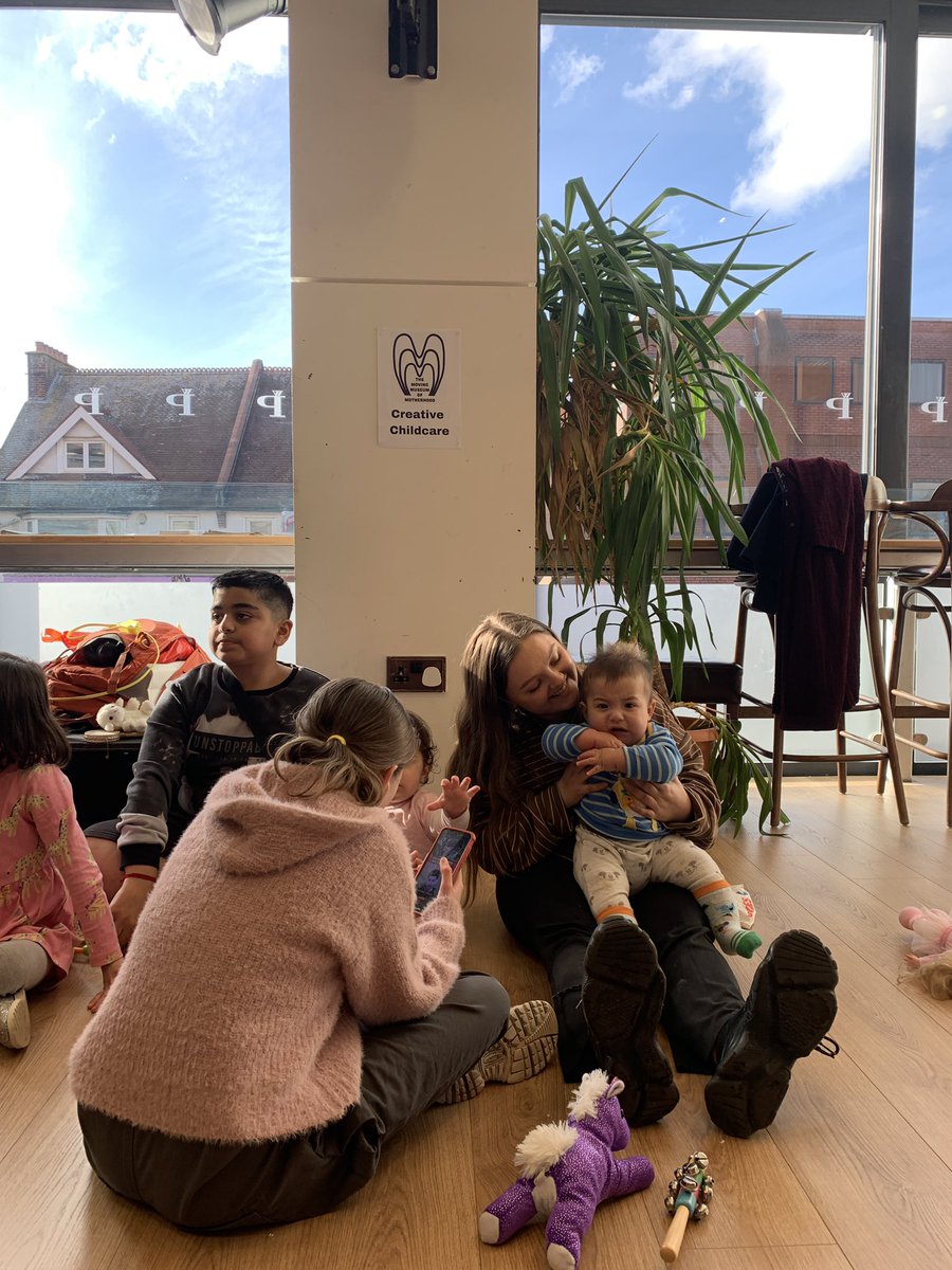 We have been having a wonderful time working as the Creative Childcare Team at #TheMovingMuseumofMotherhood with <a href="/_movingstories/">Moving Stories</a> and <a href="/watfordpalace/">Watford Palace Theatre 🎭</a>! 🎉 

This pic was taken when we were having a bit of down time in the middle of the session! 

We’re feeling very lucky ☺️