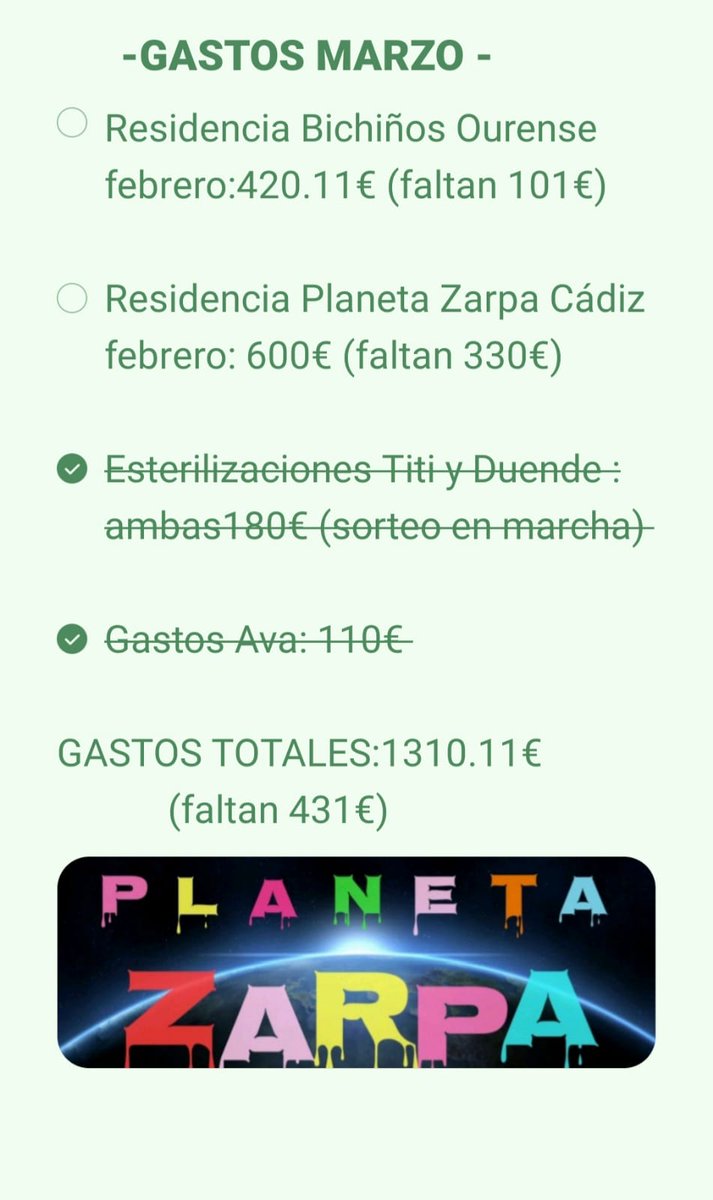 planetazarpa's tweet photo. Feliz martes familia!
Gracias a #MariaJG y @Victori12959362 bajamos facturas pendientes!
Nos faltan 430€ y pocos días de mes😵💫
Os necesitamos 🙏,nos necesitan 🐕🐕🐾
@Rs104Rs @Rubenzoide @AprendeSueco1 @KarmeGrau @Quima23 @BeatrizFR11 @guille1986mp @ChussaB @Siilviiaa https://t.co/1J3SRBbDql