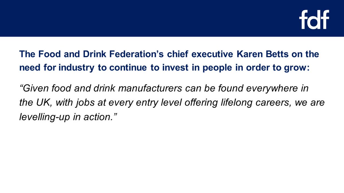 Foodanddrinkfed's tweet photo. FDF CEO @KarenEBetts says the #FoodAndDrink industry has a central role to play in #LevellingUp the nation. #FDFConference https://t.co/2G5IfAdRCQ