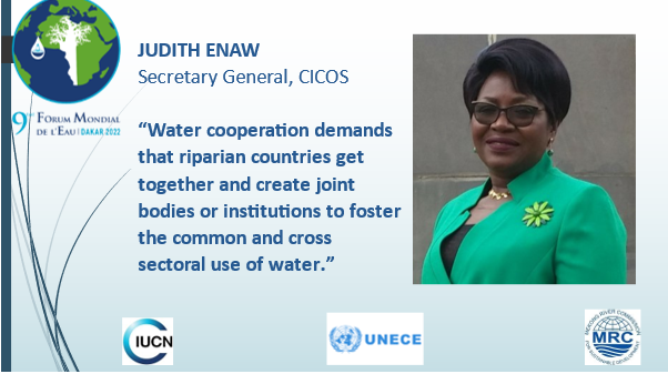 UNECE_Water's tweet photo. 🔴Session 3B3 ongoing!🔴

Mrs Judith Enaw #CICOS Secretary General highlights the importance of joint bodies for peace and development of shared waters at the @WaterForum9 session by @IUCN_Water, @UNECE_Water &amp; @MRCMekong. https://t.co/oIx10mOs07