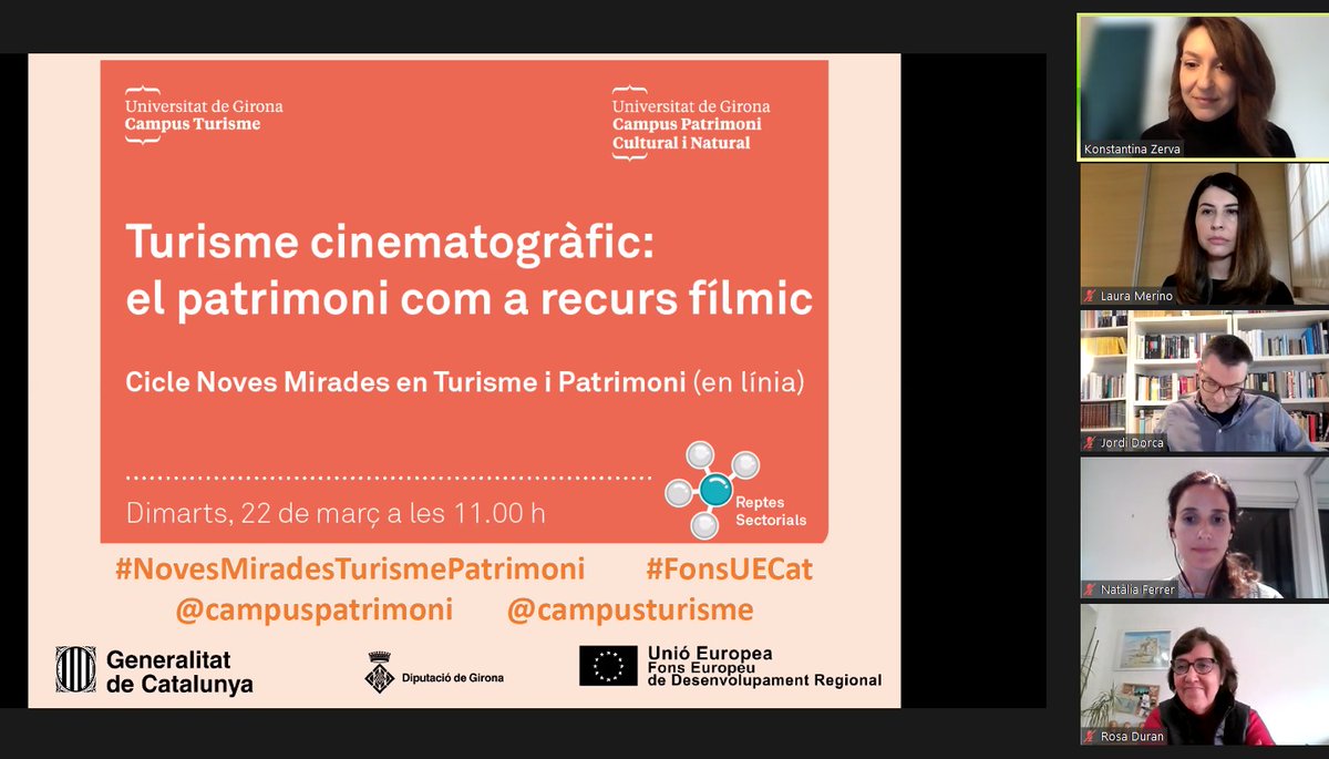 campusturisme's tweet photo. 🚀 Obrim la sessió del cicle #NovesMiradesTurismePatrimoni sobre TURISME CINEMATOGRÀFIC

👥Presenta i modera: Dra. Konstantina Zerva, professora agregada de la Universitat de Girona https://t.co/i93ZYPB1Ns