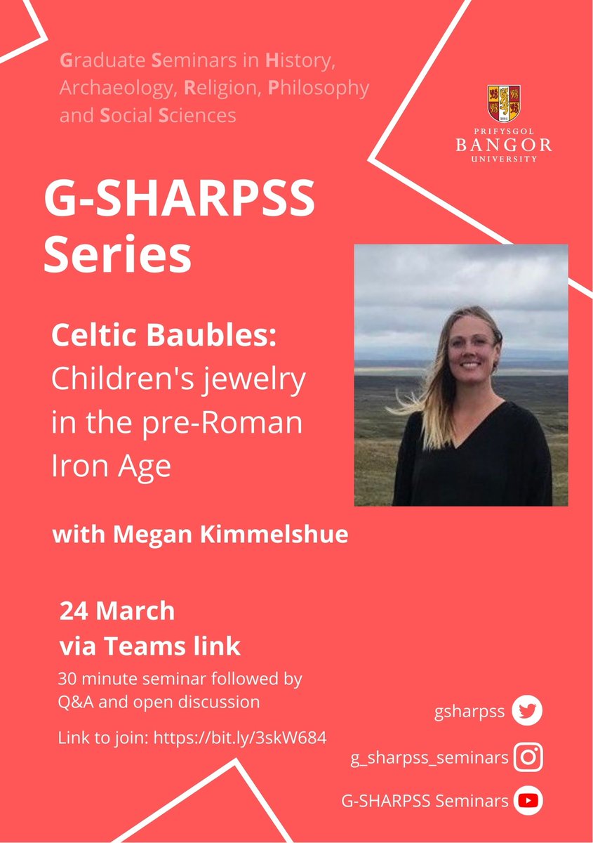 gsharpss's tweet photo. Thursday 24th Mar, at 6pm 🪀🪁🧸

Join us as we hear Megan Kimmelshue give a seminar!

Open &amp; free to all!
Seminar Teams link: https://t.co/JlUBrzShcD 

#Rome #Romans #history #seminar #jewelry  
@SHiLSSBU @BangorUni_PGR @ArthurBangor @PhilosophyBU
 @BangorSocSci @BangorHistory https://t.co/fzmr5Kbnoh