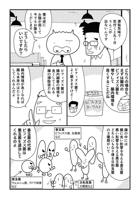 作品:便秘や下痢を整える食材をとろう/マンガでわかる痔の治し方 by ヒヅメ @hizumedex  1/2 