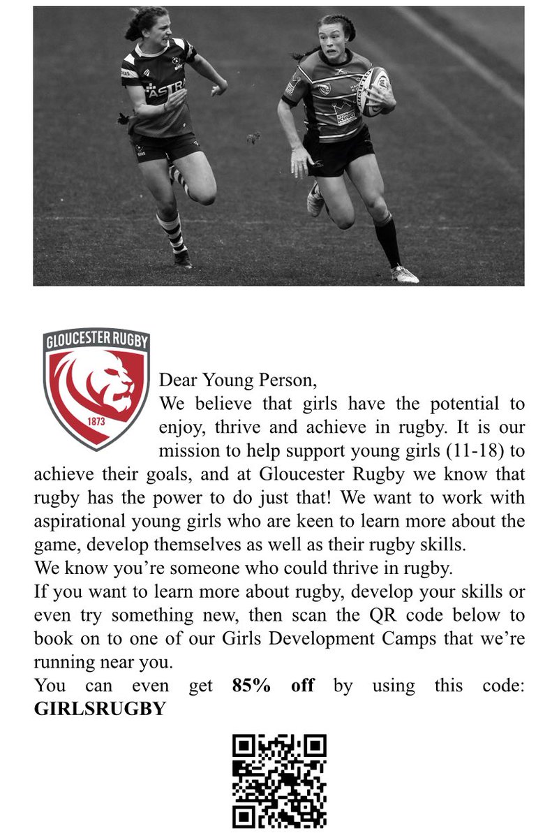 MillerKAPE's tweet photo. Stuck for something to do this Easter? Fancy developing your Rugby Skills further? Or learning a new sport?  Girls Development Camps over the Easter holidays at Hucclecote RFC (11th April) and Chipping Norton RFC (22nd April) for girls in Year 7-11 https://t.co/dOaHufJwTu