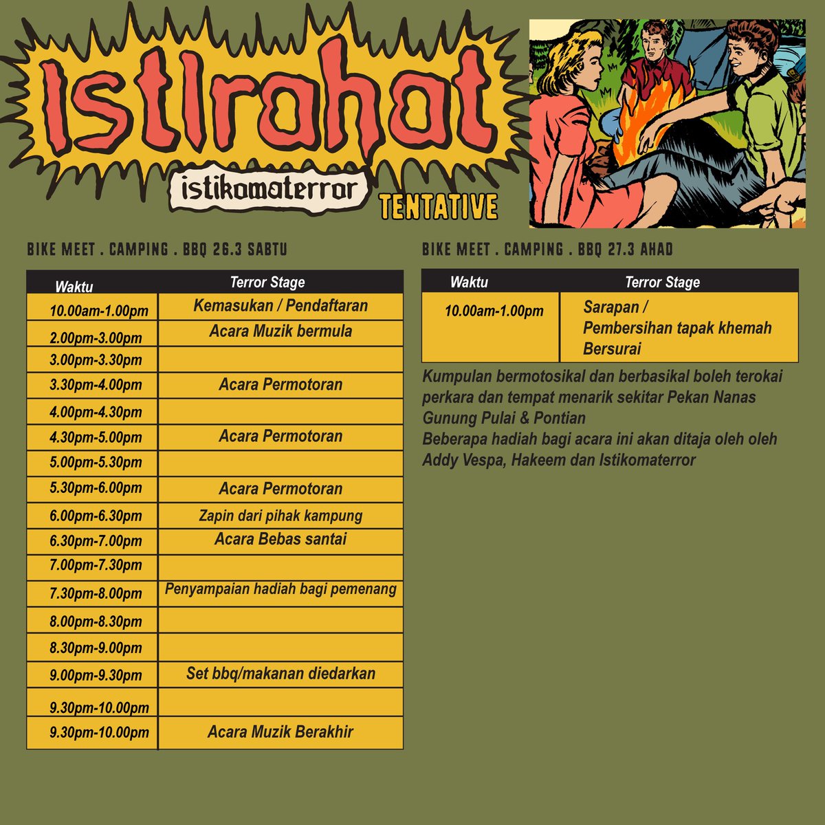 4 hari lagi Istirahat.

Terror Stage
Explicit
<a href="/mmuddled/">Muddled.</a> 
Tadpoles
Dum Dum Tak
KenapaXTidak
DeritaxTerus
<a href="/thedicksons1312/">The Dicksons</a> 

Wide and Roll Stage
<a href="/c4dmagnum/">C4D</a> 
<a href="/LNFrequency/">Late Night Fr ϟquency</a> 
<a href="/kita_runs/">MV TERBARU — PISHANG 🍌</a> 
<a href="/maplesmusicmy/">Maples</a> 
<a href="/haselband/">Crush On You!! out now</a> 
Gatera
<a href="/motherwitnoise/">mtwt</a> 
<a href="/operahausmy/">Operahaus</a> 

Jom datang meriahkan suasana.