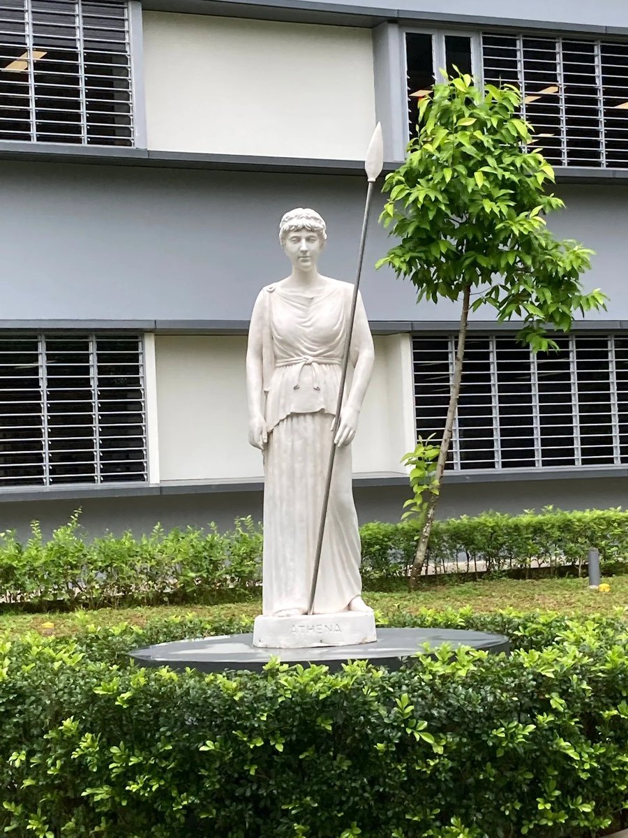 visakanv's tweet photo. Only just learned about students from Singapore’s top girls’ school getting into trouble for praying to the school’s statue of Athena 😂 frankly I’m with the girls, I think it’s a perfectly reasonable thing to do. You put a goddess of wisdom statue &amp; you expect girls not to stan? https://t.co/1AnwlxPtpy