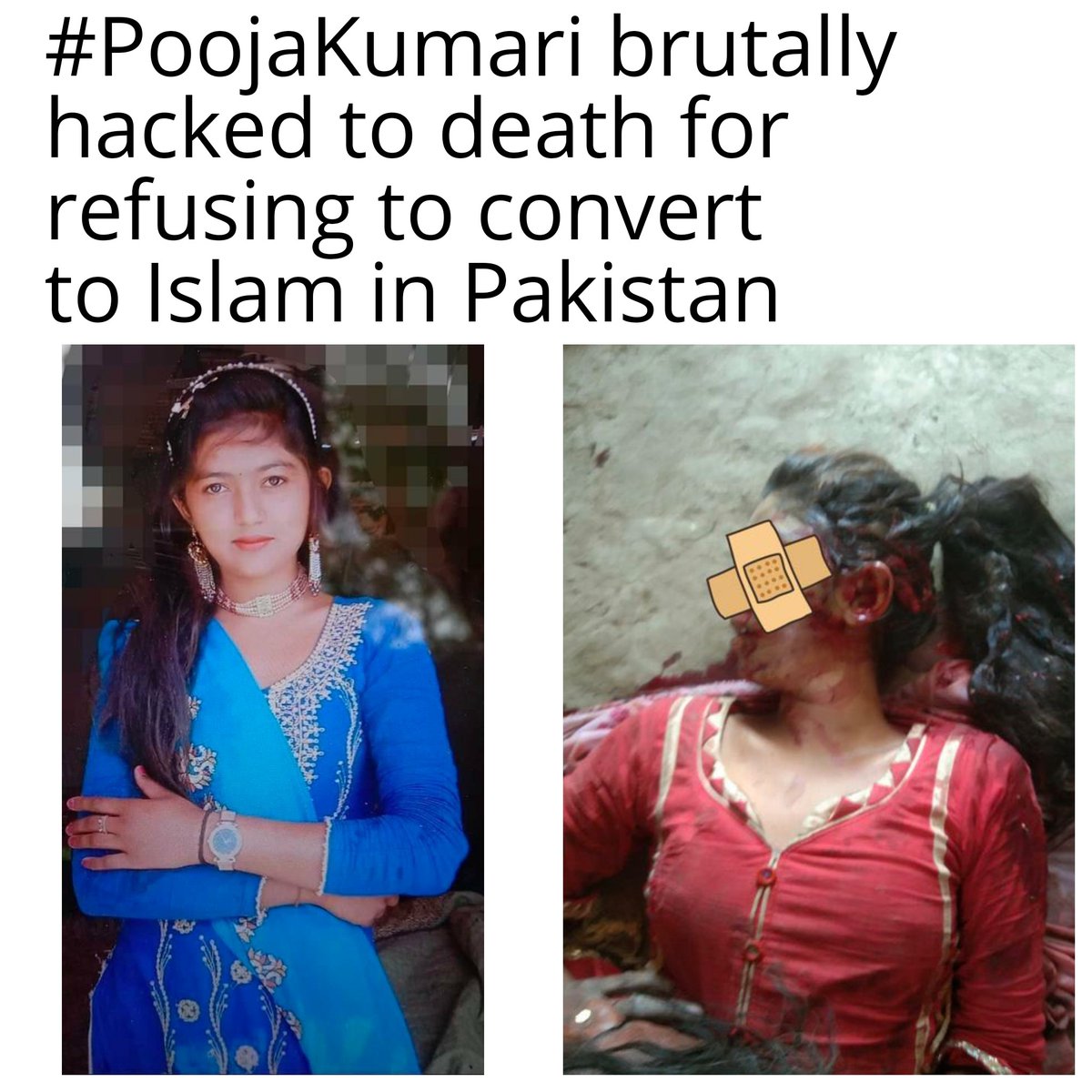 ritik_kose's tweet photo. Fate of Hindu          Fate of Hindu
Girls In Pakistan.     Girls in India. 
#JusticeForPoojaKumari  #Hindus https://t.co/D1NiO1BHjd