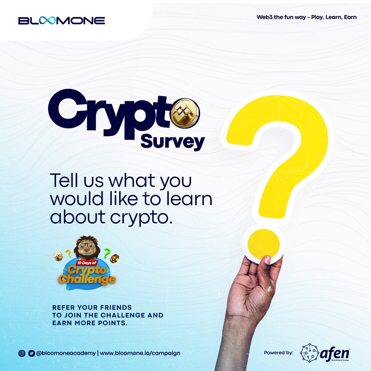 bloomoneacademy's tweet photo. GM, Bloomers!!
It's Day 4 with #10DaysOfCrypto💃🤸🏽♀️🚀
This time, we want to hear from you. What would you like to learn about crypto?🤔
👉 Reply with your response using hashtags #BloomOne #10DaysofCrypto https://t.co/UscPHWZESm