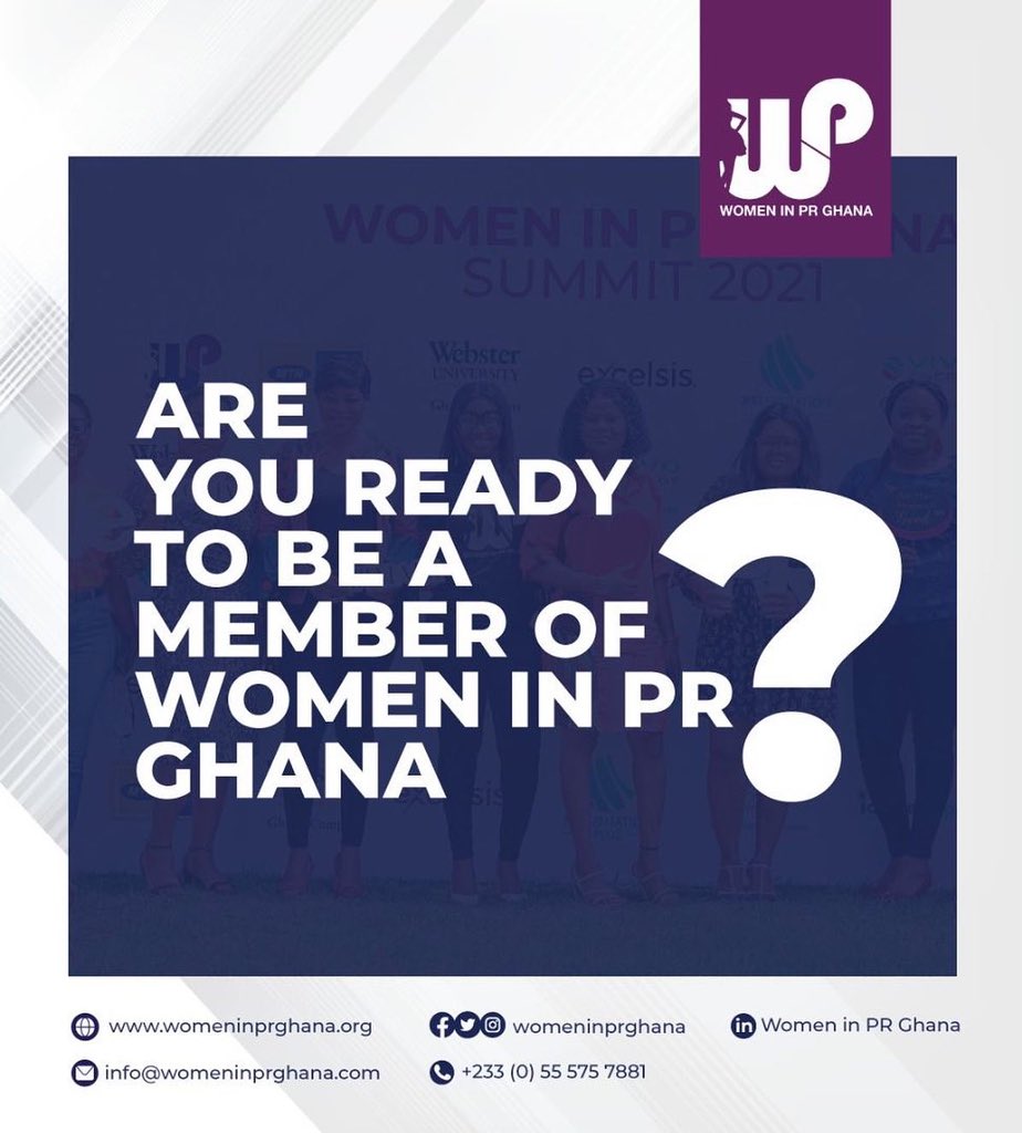 womeninprghana's tweet photo. Are you a woman working /studying in PR or Communications and are you willing to grow your dream career?

Have you signed up to be a Member of Women in PR Ghana?

Register and become a member Today! https://t.co/WgK6IH6mQB