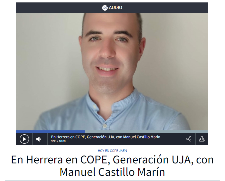 ujaen's tweet photo. 🎙 Conoce a @ManucmTejero, estudiante de Grado y Posgrado en @ujaen especializado en el ámbito de las energías renovables en la sección #GeneraciónUJA de @COPEJaen  
🎧👉https://t.co/dFqJ7U440Y 
@EPSLinares @epsjaen #GeneraciónUJA https://t.co/JRrSnDuwjv