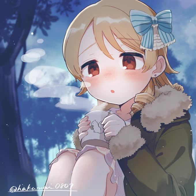 撮影休憩中のもりくぼ 