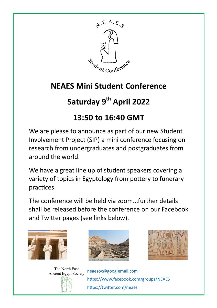 neaes's tweet photo. Coming soon, join us for a fun filled #Egyptology afternoon.
#Ancient_Egypt #Archaeology #research #lecture https://t.co/Sl1jqLbYhc