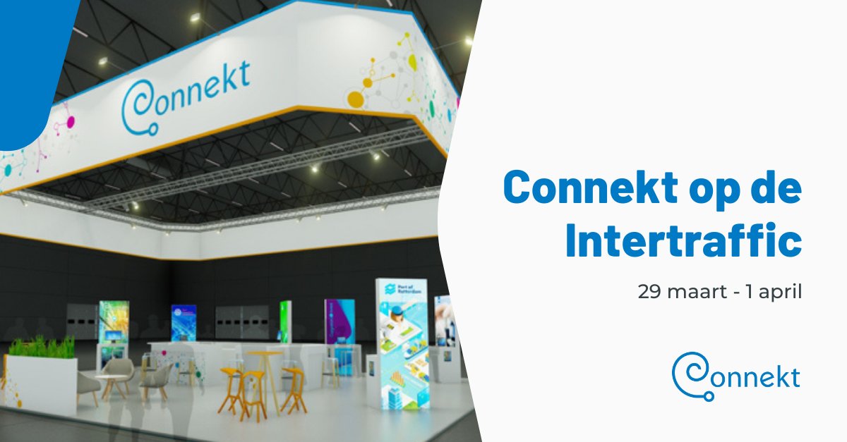 Nog 1 week en dan start de Intertraffic Amsterdam. Connekt is net als bij eerdere edities ook aanwezig op de grootste internationale vakbeurs voor de mobiliteitsindustrie. Ontmoet verschillende leden van Connekt op het Connekt Pavilion (stand 210 in de Smart Mobility Hall).