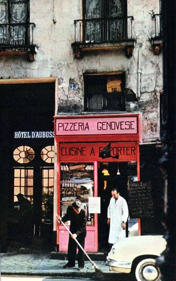Peter Cornelius. 
Pizzeria Genovese, rue Dauphine 1957  #Paris
