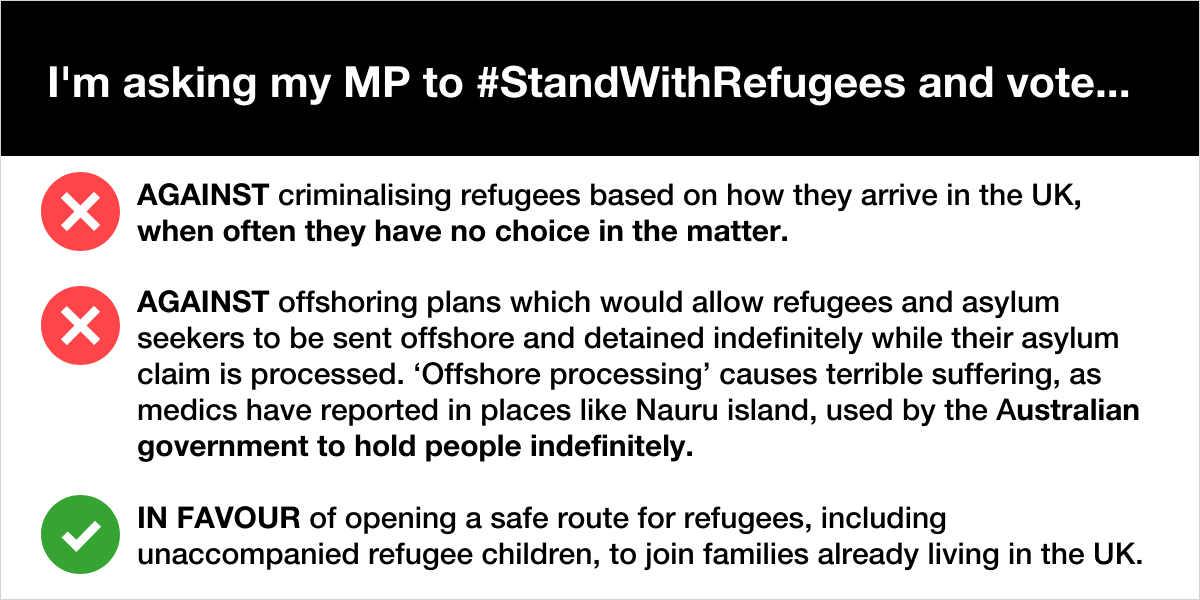 MSF_uk's tweet photo. 🚨 URGENT. Your help needed this morning!

In the next few hours (just after midday) a vote in the commons could make the UK one of the most anti-refugee countries in the world. 

Please tag your MP in this tweet asking them to vote against the worst parts of the #AntiRefugeeBill https://t.co/wM35zFcRoe