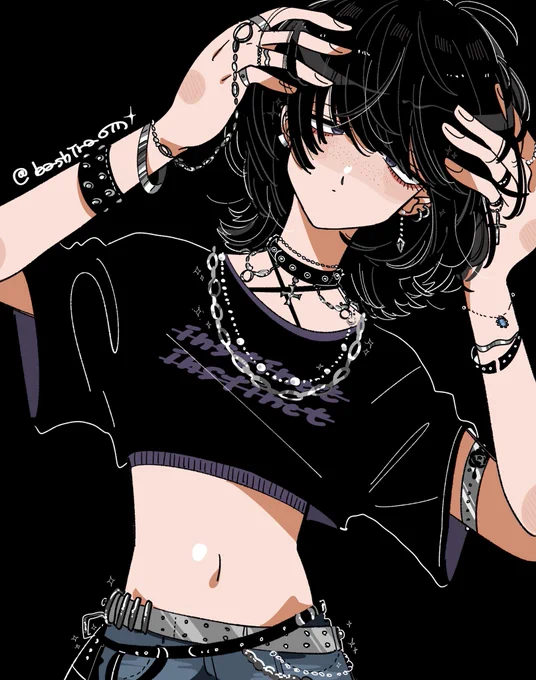 黒髪×銀アクセ 
