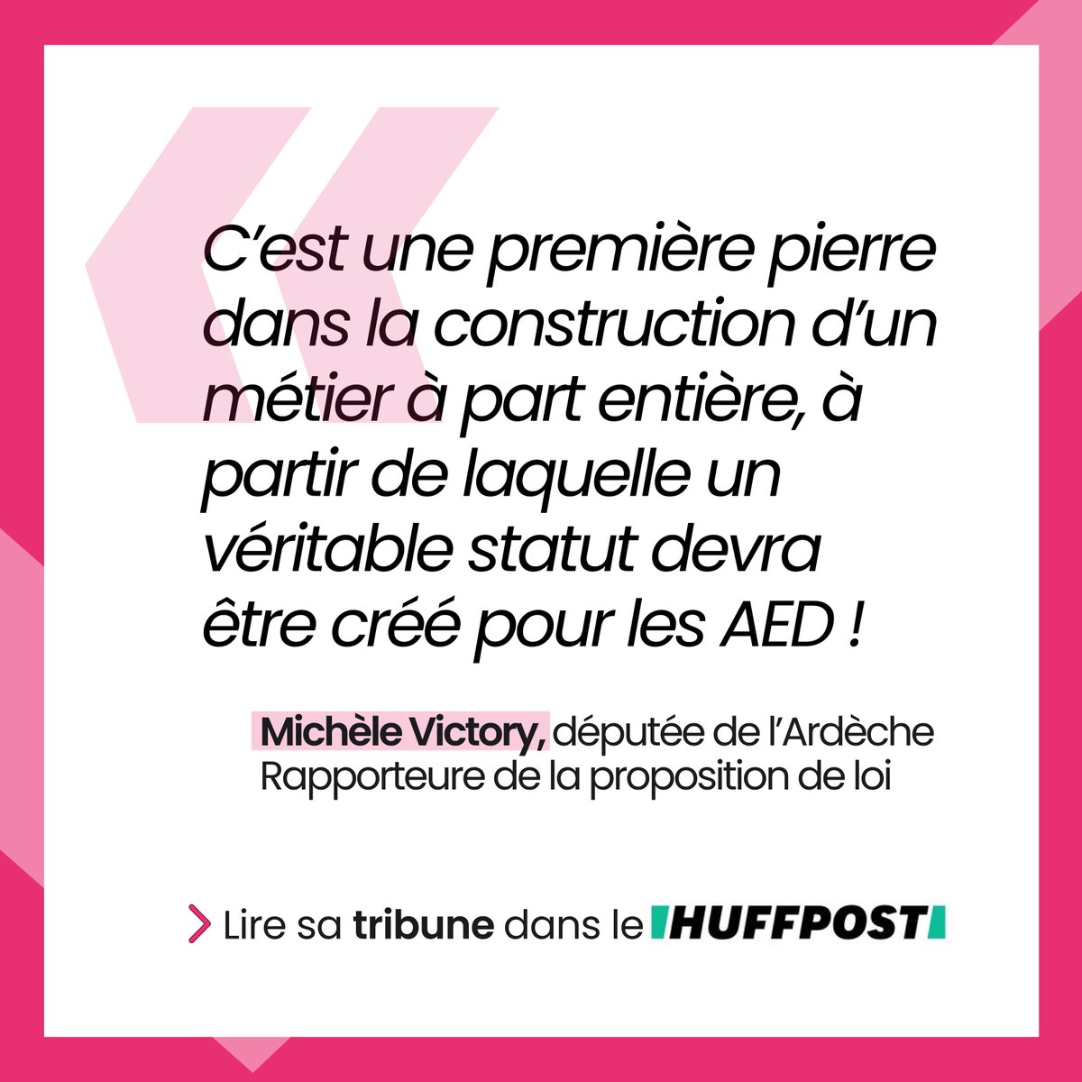 En cette journée de mobilisation des assistants d'éducation, nous demandons au gouvernement la publication du décret permettant la CDIsation des #AED

Cette avancée a été obtenue grâce à une proposition de loi de <a href="/victory_michele/">Michèle Victory</a> et des <a href="/socialistesAN/">Députés Socialistes et apparentés</a>.

👉 huffingtonpost.fr/entry/pour-ass…