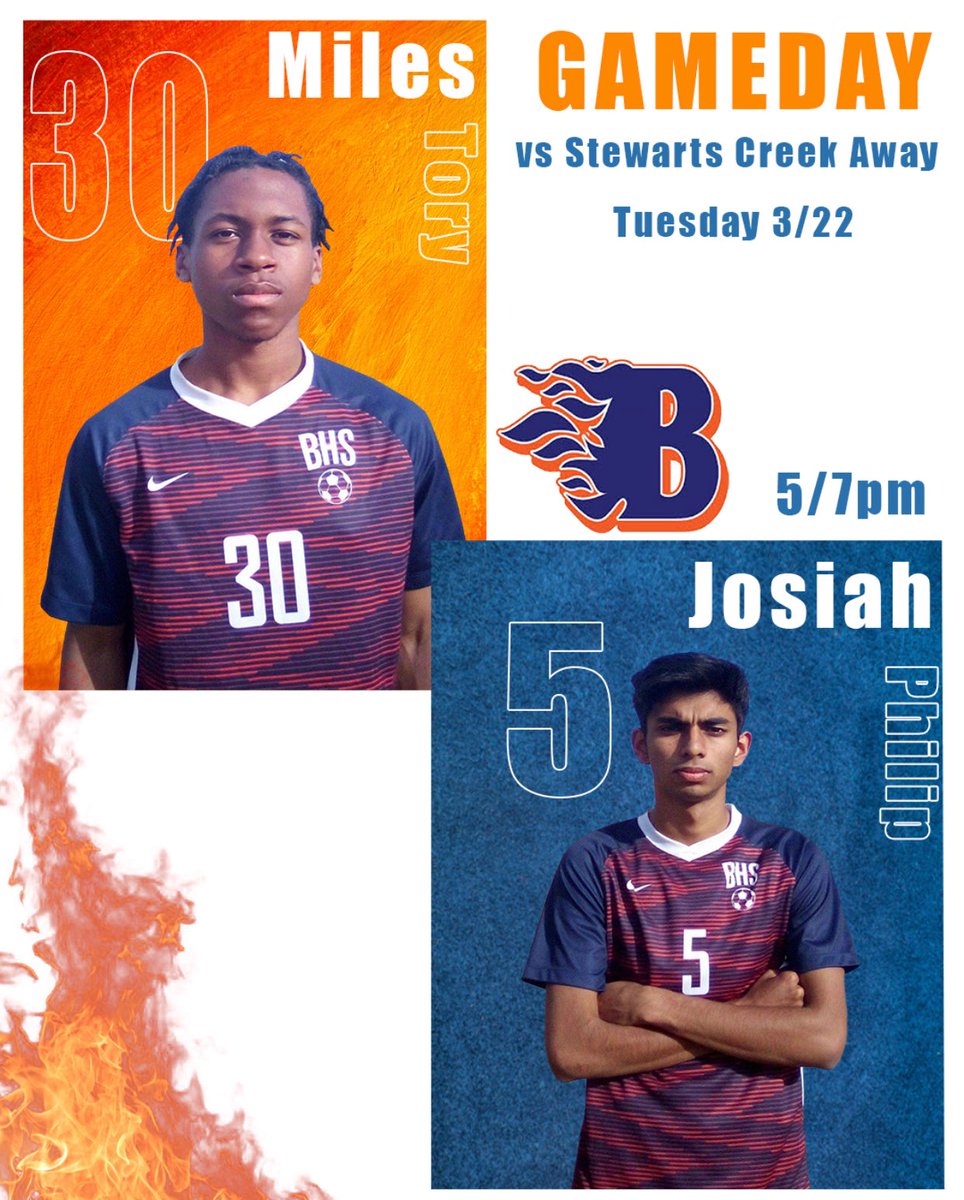 🔥⚽️🚨 TODAY IS GAMEDAY!!🚨⚽️🔥
 Come out to support your Blackman Blaze in tonight's District Matchup!
The game time has been changed for Varsity play at 5 pm due to weather. 
💰 5 @ the gate
📍Stewarts Creek 
 #GoBlaze #WeAreBlackman