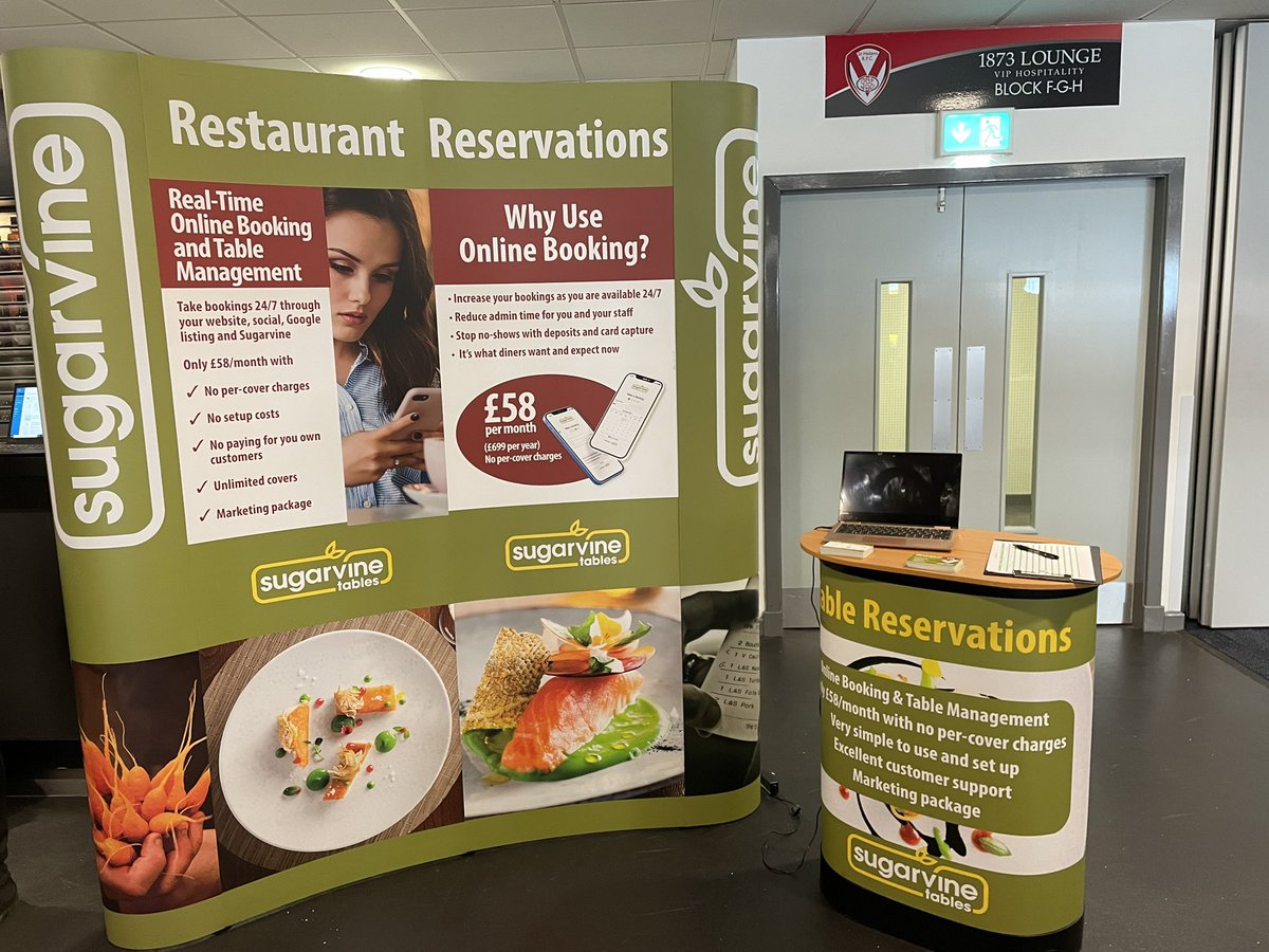 CliveSugarvine's tweet photo. Exhibiting or table bookings system https://t.co/FRDF1YGKWH at the @robbiesbrewery trade show @SaintsHelens stadium. @sugarvine https://t.co/uPlbk0gvqh
