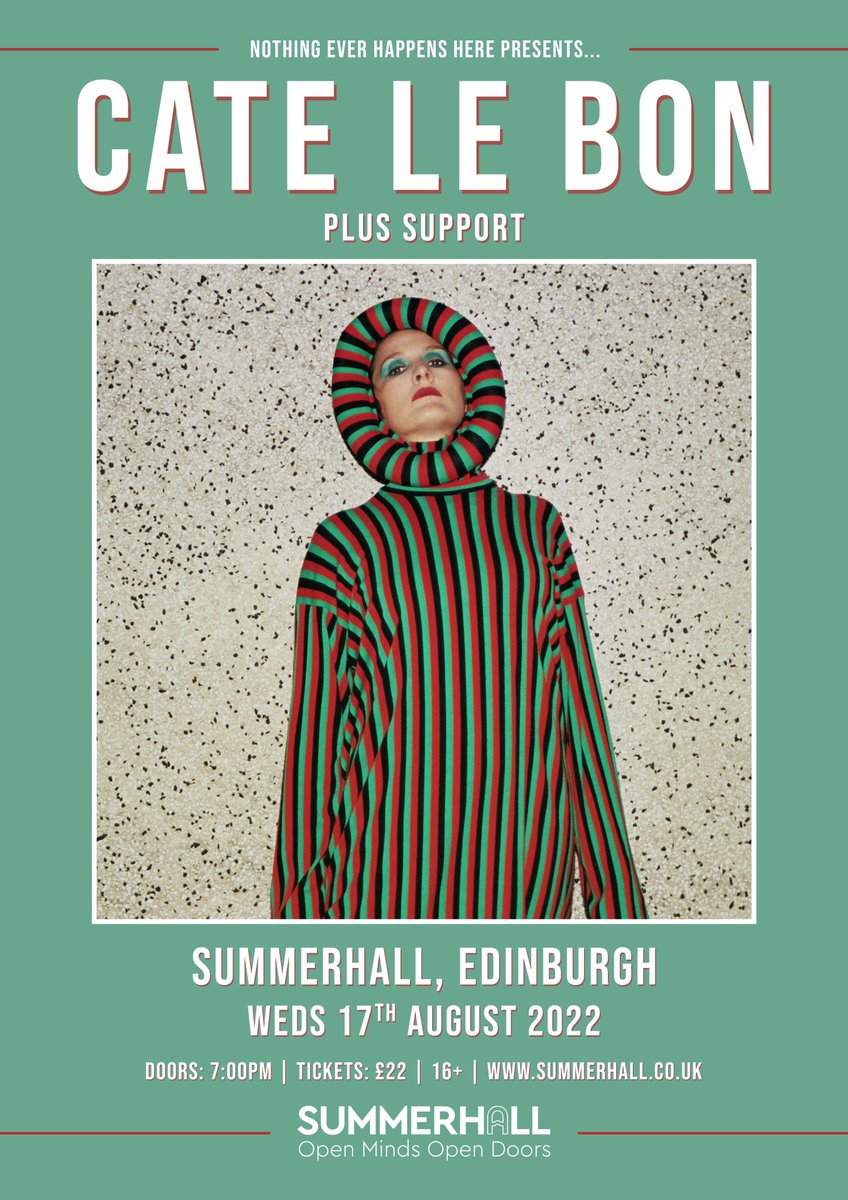 NEW SHOW! 🎶📢

A multi-faceted artist and producer, @CateLeBon brings her stylistically varied, surrealistically-inclined and deeply personal music to <a href="/Summerhallery/">Summerhall</a> on WED 17 AUGUST

Tickets on sale 10am Thursday 🎟️:
summerhall.co.uk/sh-event/cate-…